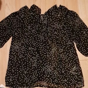 Cherokee black polka dot blouse